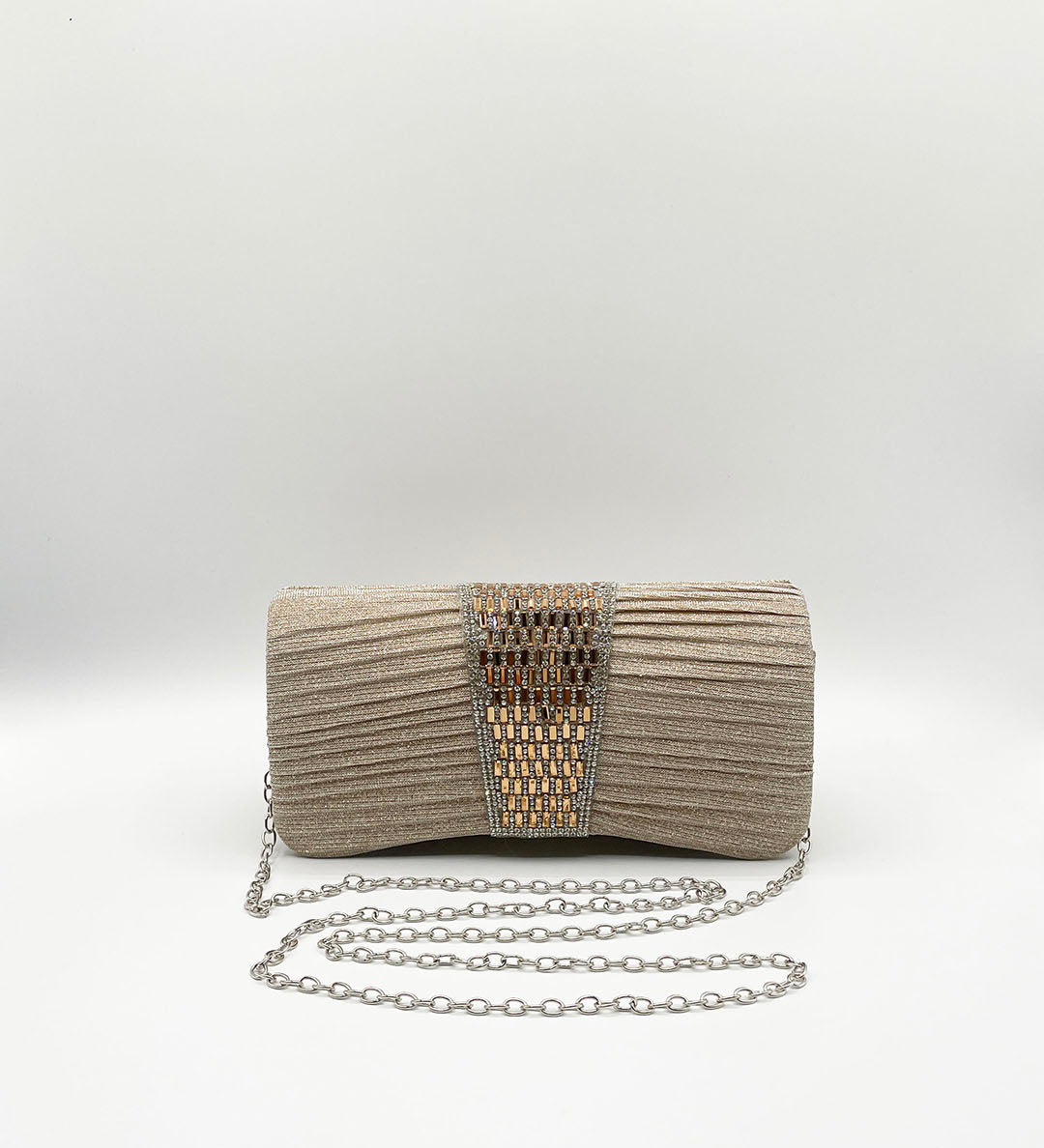Rhinestone Glitter Clutch Bag in Gold