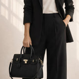Top Handle Satchel Handbag in Black