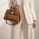 Top Handle Satchel Handbag in Brown