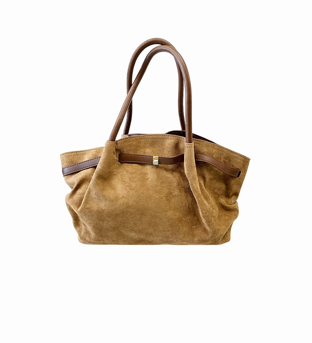 Vintage Soft Faux Suede Shoulder Bag in Brown