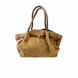 Vintage Soft Faux Suede Shoulder Bag in Brown