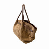 Vintage Soft Faux Suede Shoulder Bag in Brown