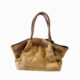 Vintage Soft Faux Suede Shoulder Bag in Brown