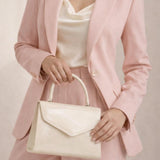 Structured Top Handle Bag in Nude