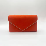 Faux Suede Envelope Evening Bag in Blood Orange