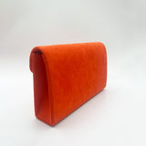 Faux Suede Envelope Evening Bag in Blood Orange