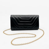 Quilted Chain Clutch Bag in Black