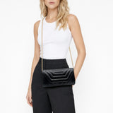 Quilted Chain Clutch Bag in Black