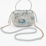 Jacquard Drawstring Handbag in Silver