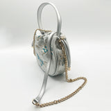 Jacquard Drawstring Handbag in Silver