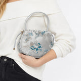 Jacquard Drawstring Handbag in Silver