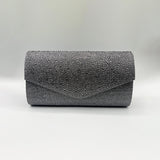 Diamante Envelope Clutch Bag in Grey
