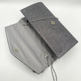 Diamante Envelope Clutch Bag in Grey