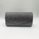 Diamante Envelope Clutch Bag in Grey