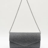 Diamante Envelope Clutch Bag in Grey