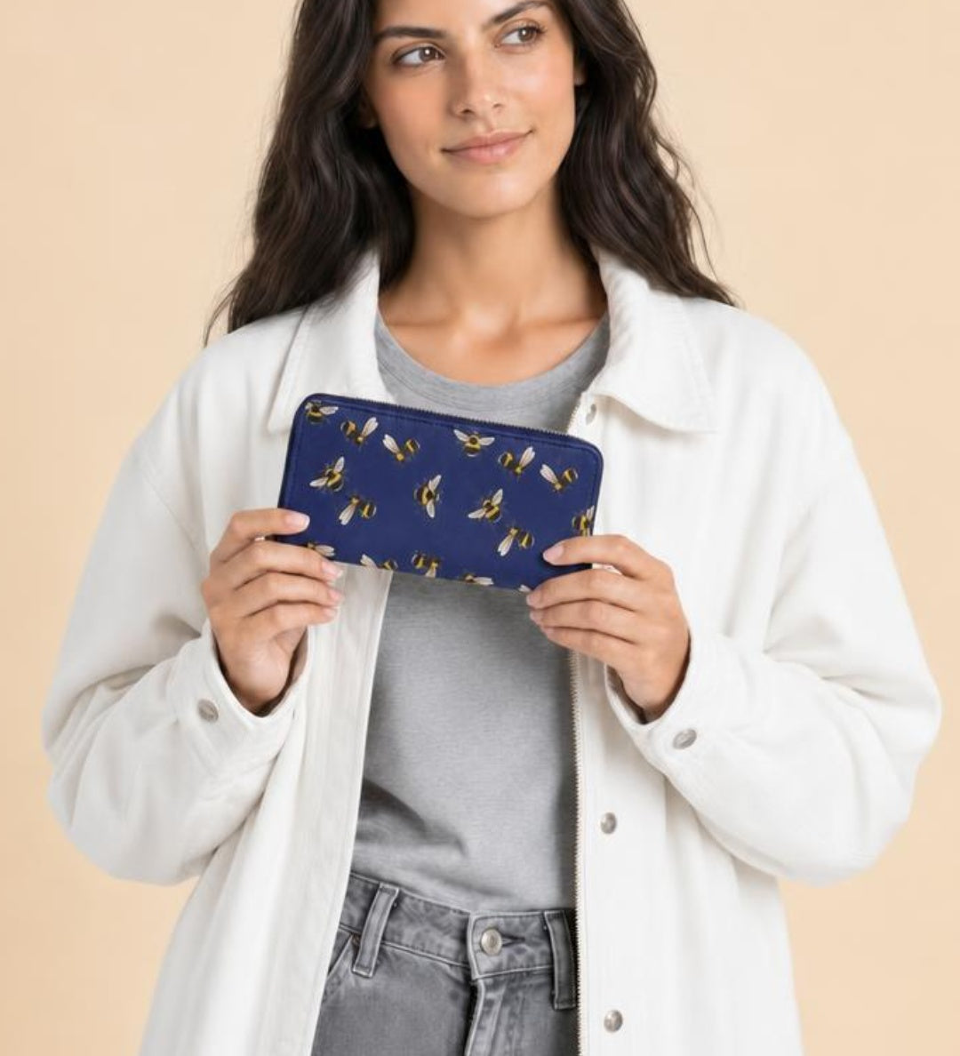 Bee Print Wallet in Blue