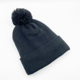 Pom Pom Beanie Hat & Nordic Knit Gloves Set in Black