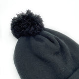 Pom Pom Beanie Hat & Nordic Knit Gloves Set in Black