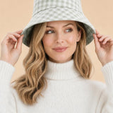 Gingham Bucket Hat in Green & White