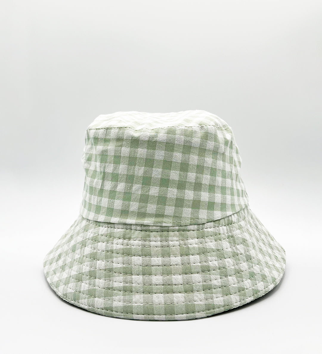 Gingham Bucket Hat in Green & White - svnx