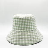 Gingham Bucket Hat in Green & White - svnx