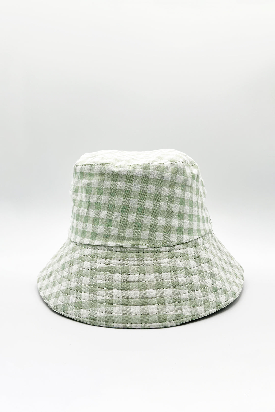 Gingham Bucket Hat in Green & White - svnx