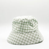 Gingham Bucket Hat in Green & White - svnx