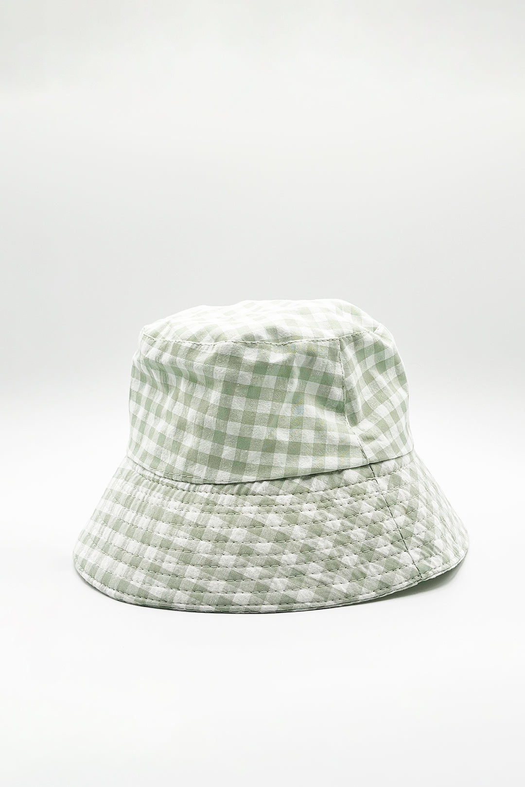 Gingham Bucket Hat in Green & White - svnx