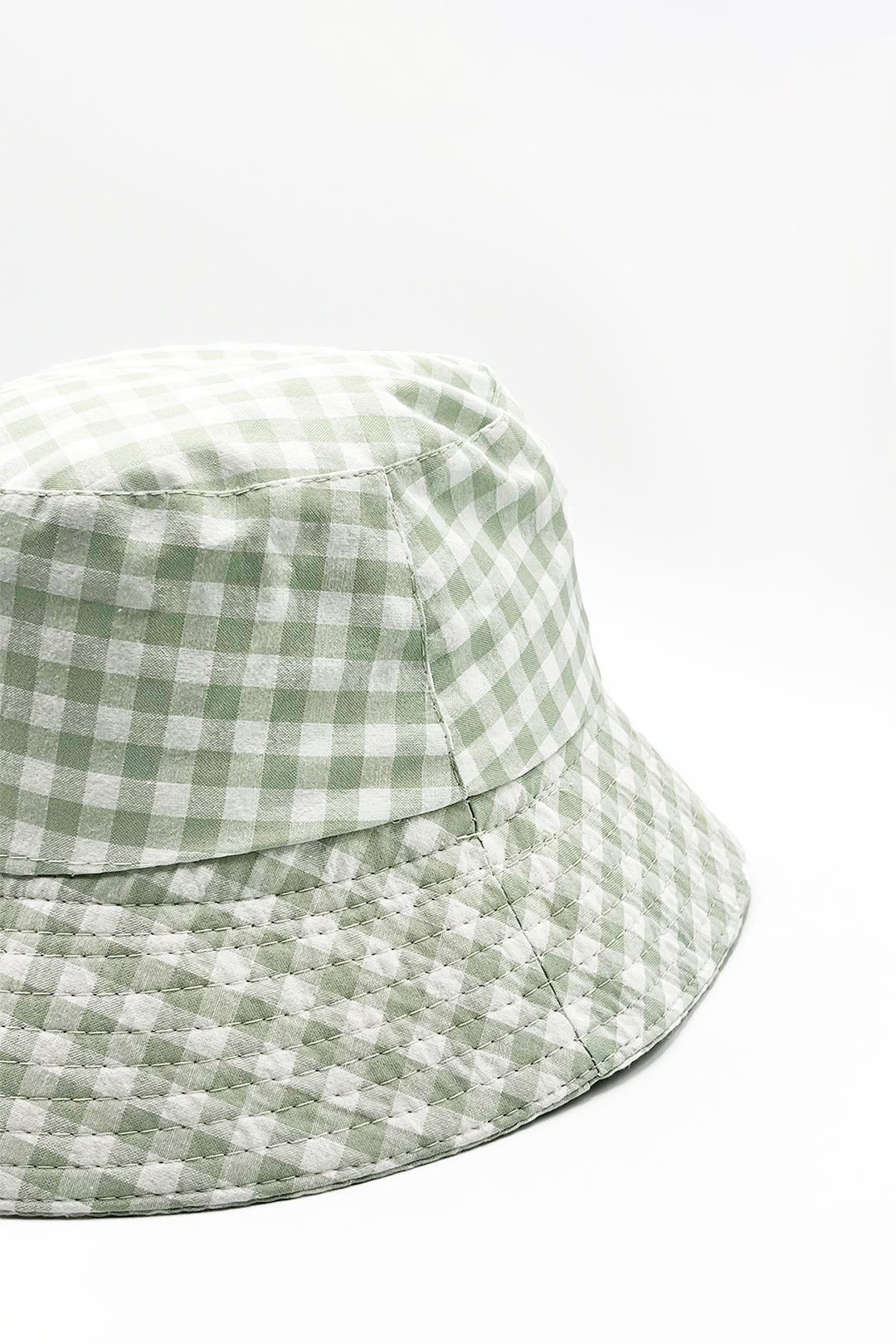Gingham Bucket Hat in Green & White - svnx