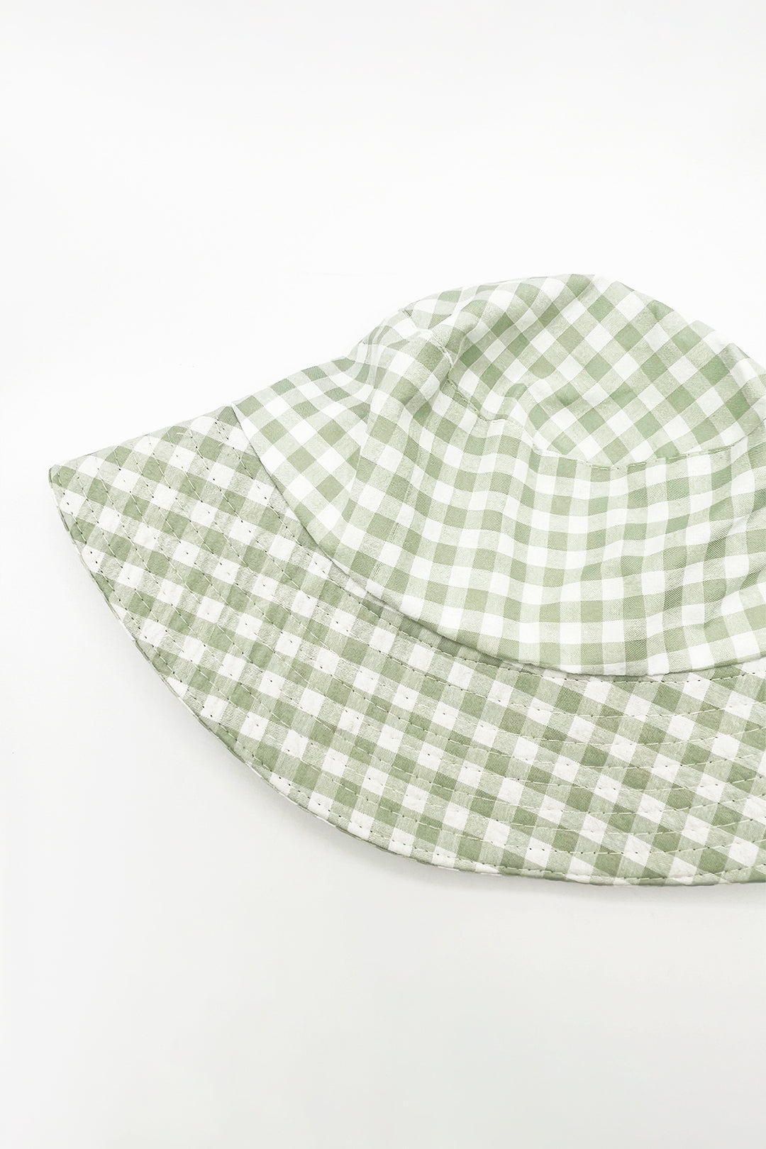 Gingham Bucket Hat in Green & White - svnx