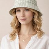 Gingham Bucket Hat in Green & White - svnx