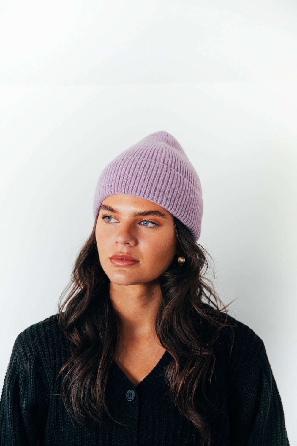 Ribbed Beanie Hat In Purple - svnx