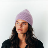 Ribbed Beanie Hat In Purple - svnx
