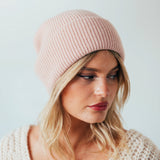 Ribbed Beanie Hat in Pink - svnx