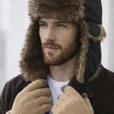 Tapper Hat with Faux Fur Lining in Black