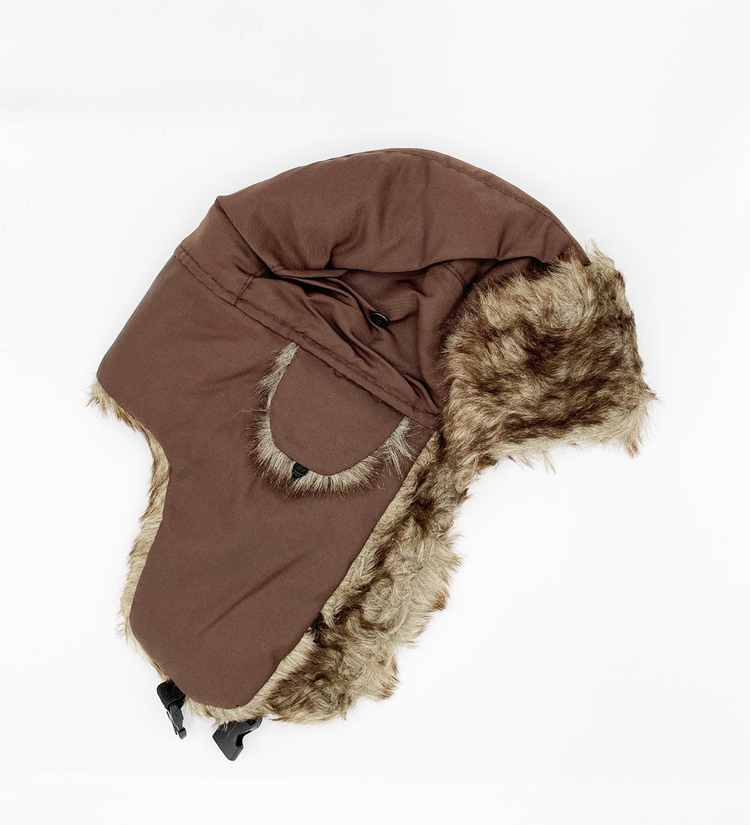 Brown Tapper Hat with Faux Fur Lining - svnx