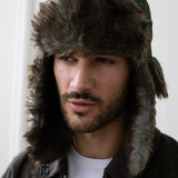 Green Tapper Hat with Faux Fur Lining