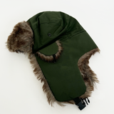 Green Tapper Hat with Faux Fur Lining