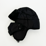 Black Lined Trapper Hat With Detachable Mouth Cover