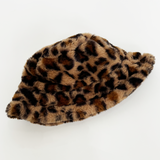 Leopard Print Plush Bucket Hat