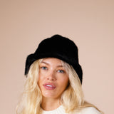 Soft Textured Bucket Hat In Black