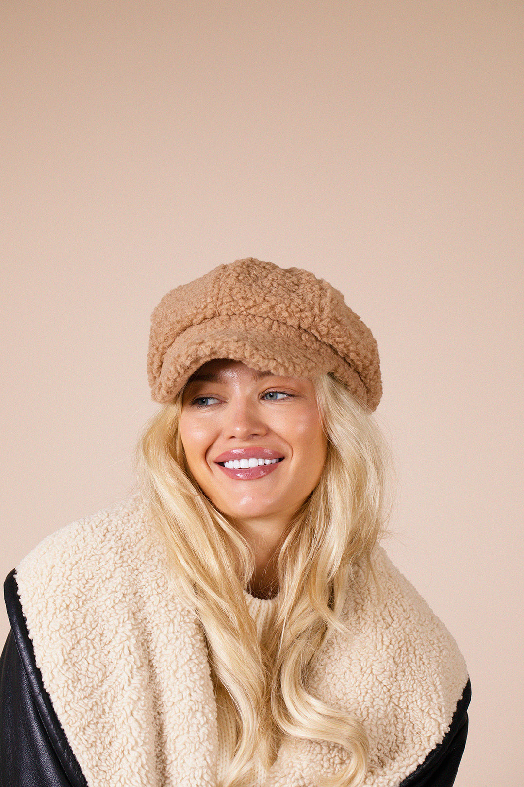 Borg Baker Boy Hat In Brown - svnx