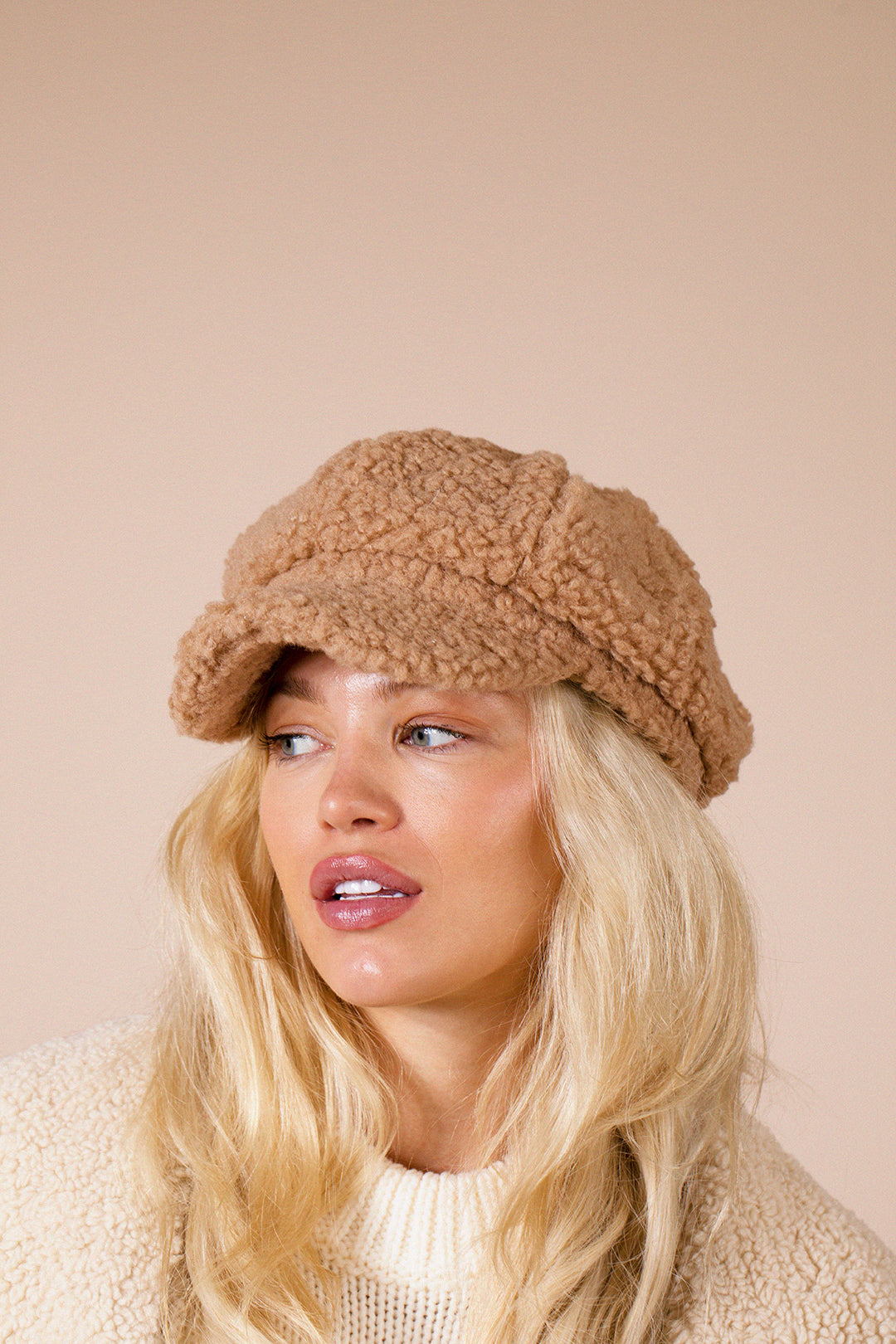 Borg Baker Boy Hat In Brown - svnx