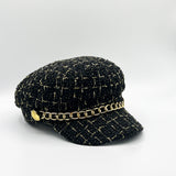 Tweed Baker Boy Hat In Black