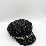 Tweed Baker Boy Hat In Black