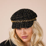 Tweed Baker Boy Hat In Black