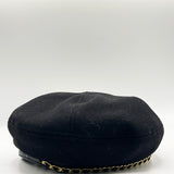 Beret Hat With Chain Detail In Black