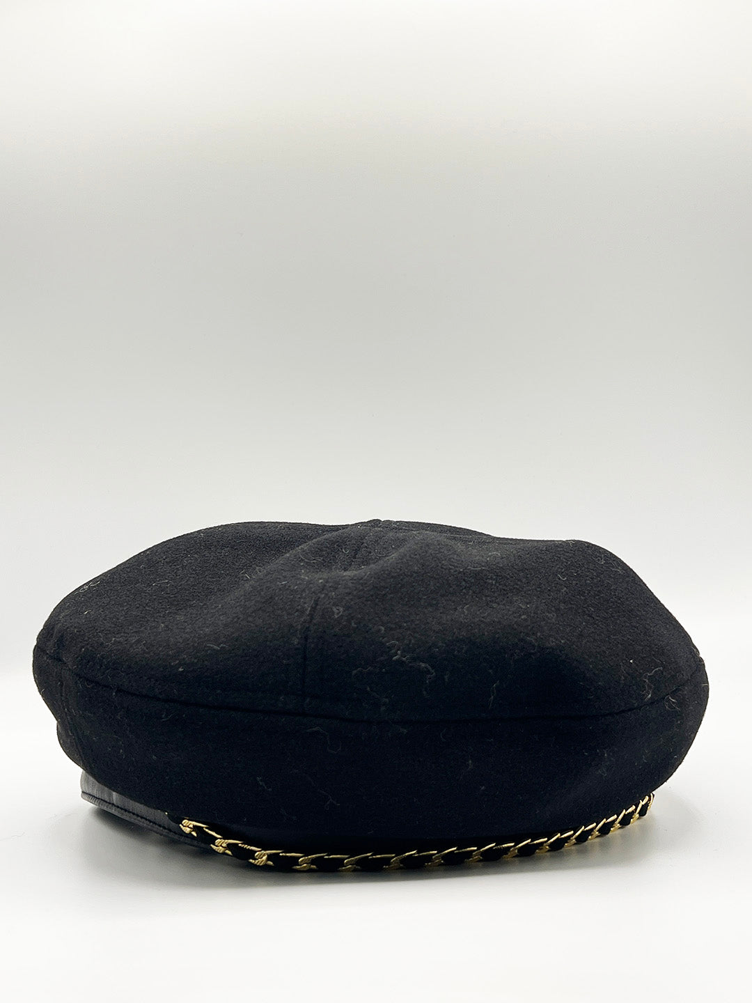 Beret Hat With Chain Detail In Black - svnx