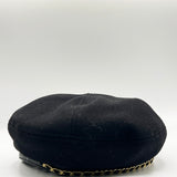 Beret Hat With Chain Detail In Black - svnx