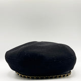 Beret Hat With Chain Detail In Black